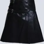 MODERN BLACK LEATHER KILT WITH BUCKLE STRAPS