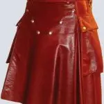 MODERN RED LEATHER KILT WITH STUDDED APRON