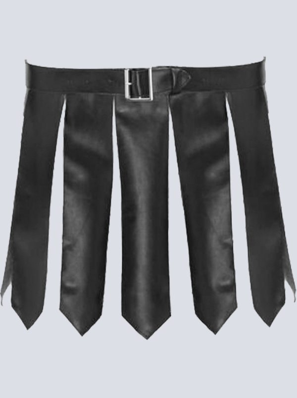 PURE BLACK LEATHER SEXY KILT