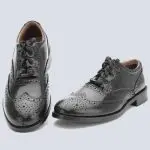 BLACK LEATHER GILLIE BROGUE SHOES