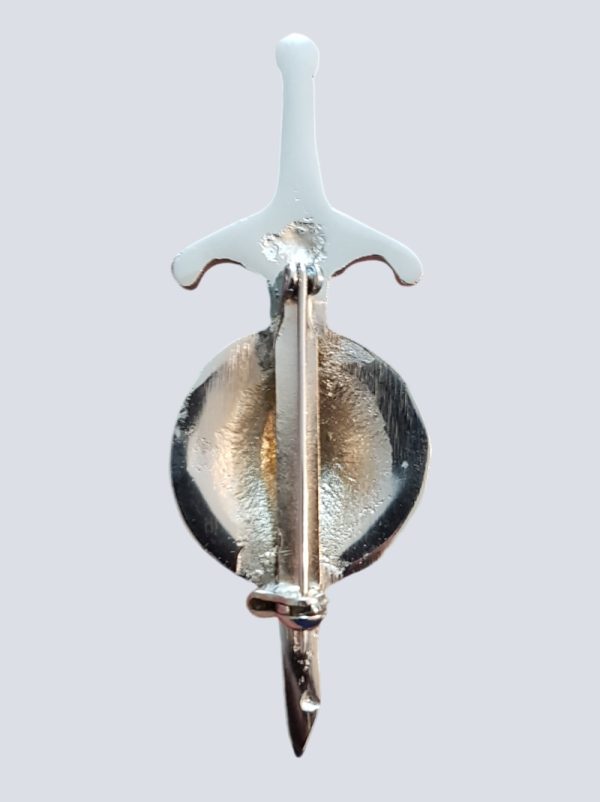 CHROMED SWORD KILT PIN WITH CELTIC SHIELD DESIGN - Image 2