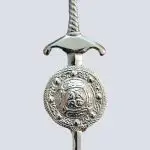 CHROMED SWORD KILT PIN WITH CELTIC SHIELD DESIGN