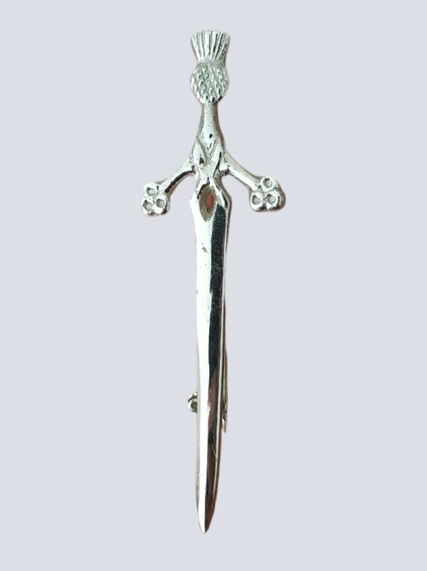 CLAYMORE SWORD THISTLE HEAD KILT PIN