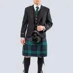 MENS BLACK WATCH TARTAN ARGYLL KILT OUTFIT