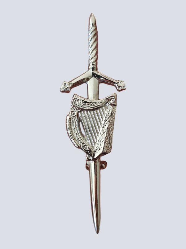 SILVER IRISH HARP KILT PIN
