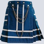 WOMEN NAVY BLUE GOTHIC MINI KILT WITH CHAINS