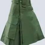 WOMEN OLIVE GREEN TACTICAL KILT WITH SLANT POCKETS