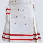 WOMEN WHITE UTILITY MINI KILT WITH STUDED APRON