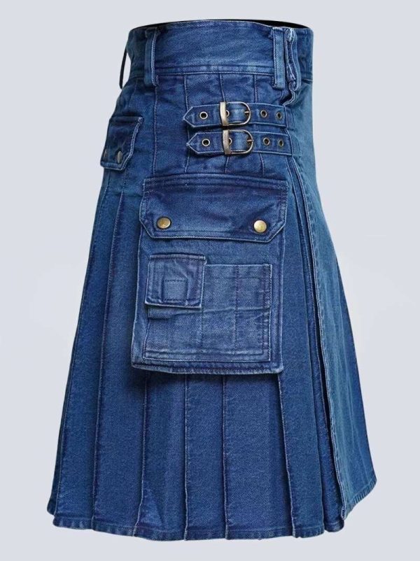 Men's Deluxe Blue Denim Kilt - Image 3