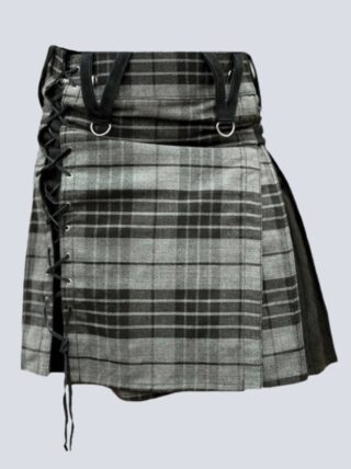 Ladies Grey Watch Box Pleated Mini Hybrid Kilt