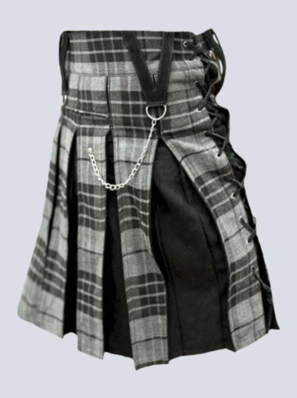 Ladies Grey Watch Box Pleated Mini Hybrid Kilt - Image 3
