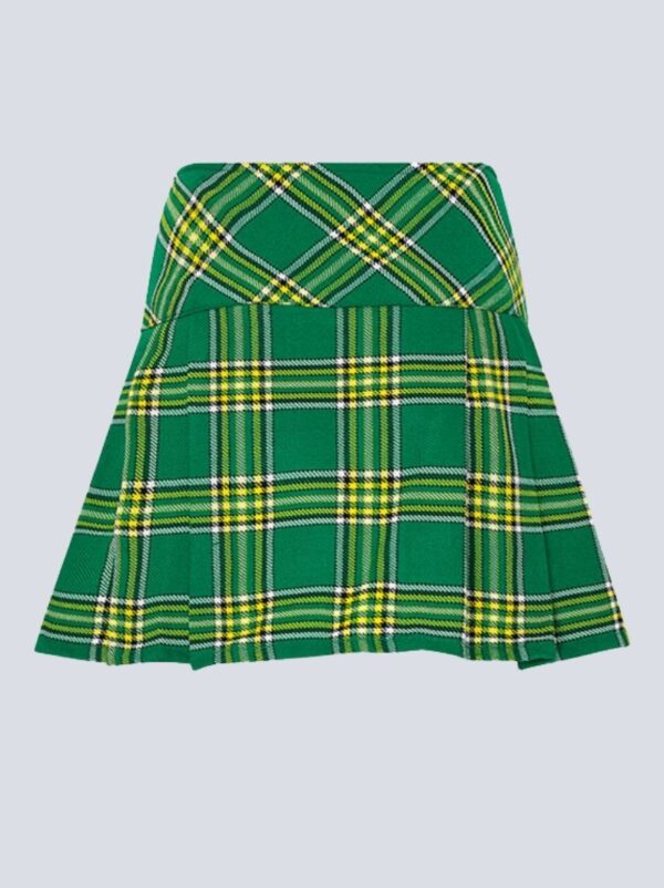 Ladies Irish Green Mini Tartan Skirt - Image 3
