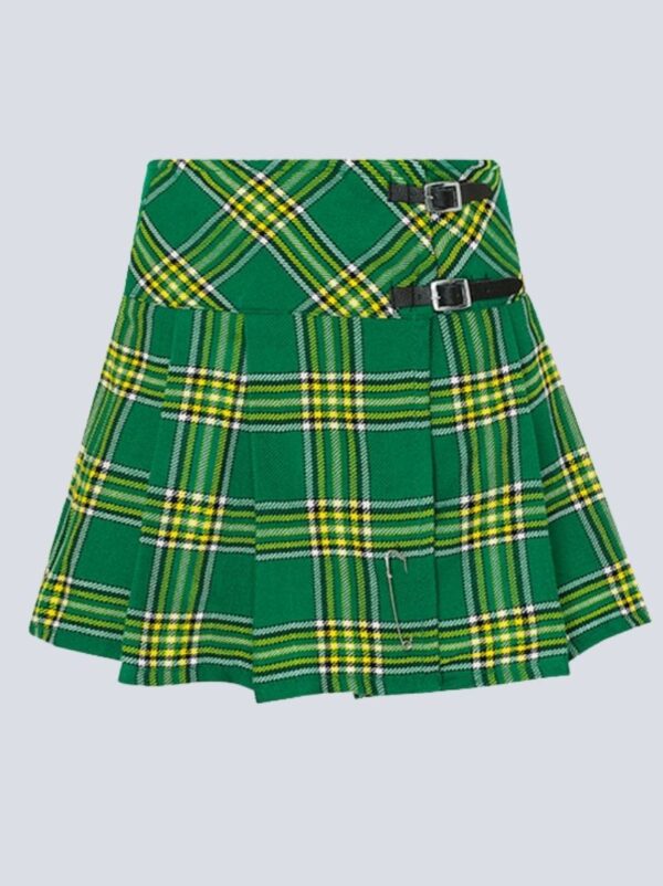 Ladies Irish Green Mini Tartan Skirt