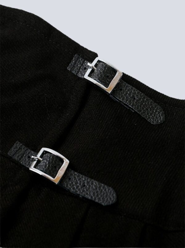 Ladies Plain Black Mini Tartan Skirt - Image 3