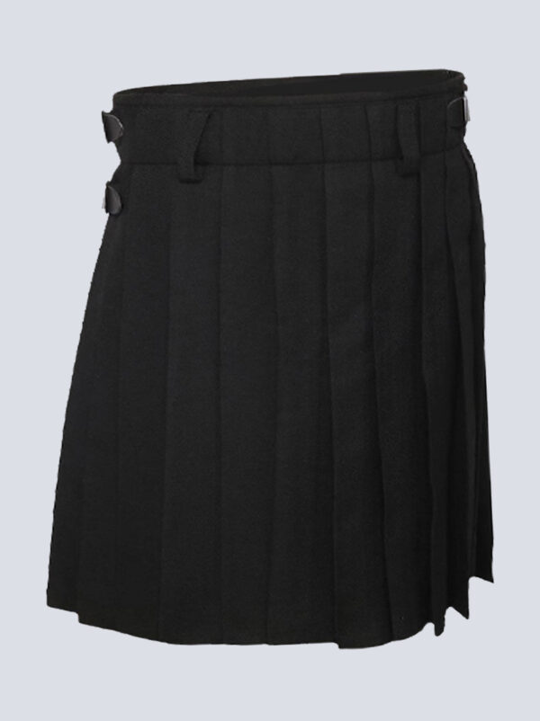 Women Black Tartan Midi Kilt Skirt - Image 2