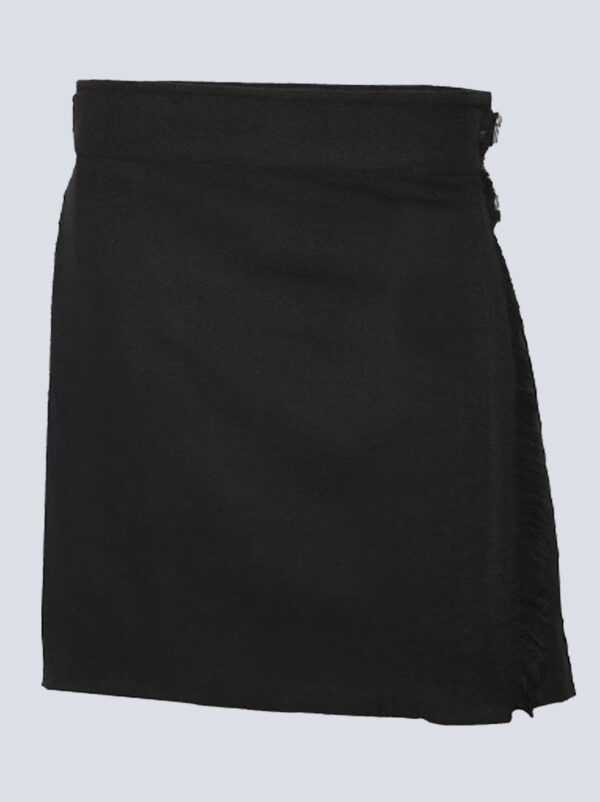 Women Black Tartan Midi Kilt Skirt