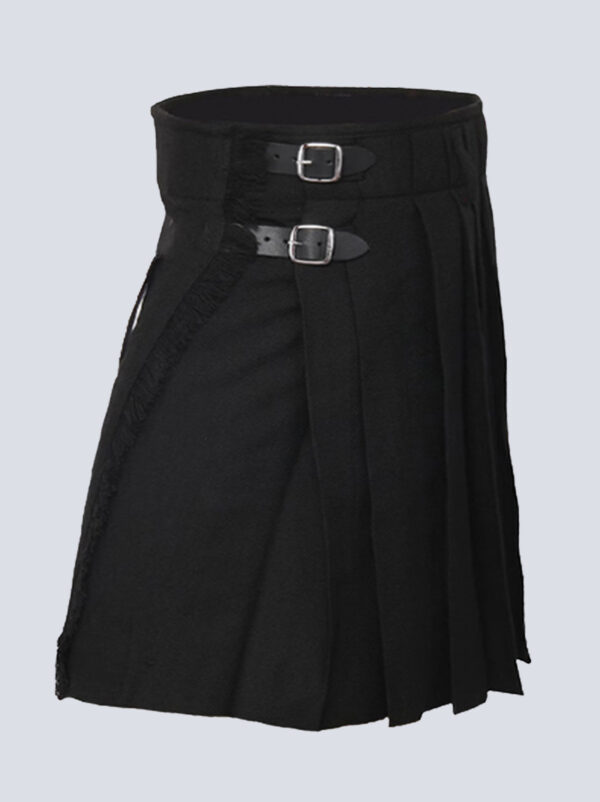 Women Black Tartan Midi Kilt Skirt - Image 3