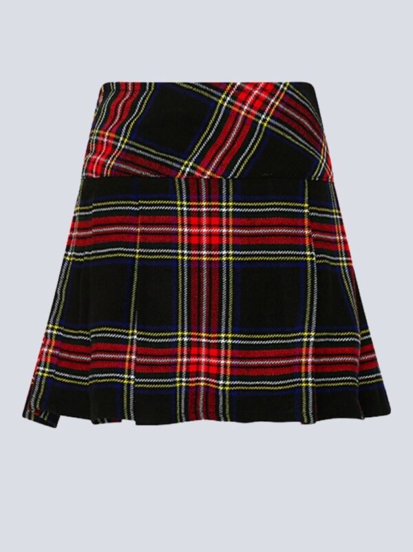 Women's Black Stewart Mini Tartan Skirt - Image 2